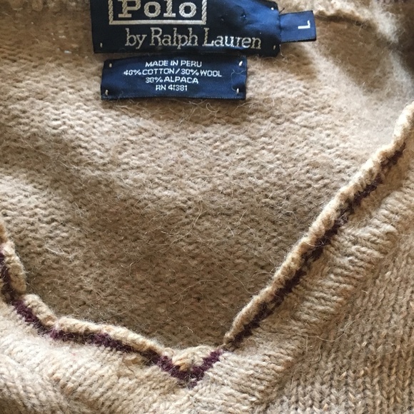 Vintage Polo Cotton/Wool/Alpaca V-Neck Sweater - Picture 2 of 7